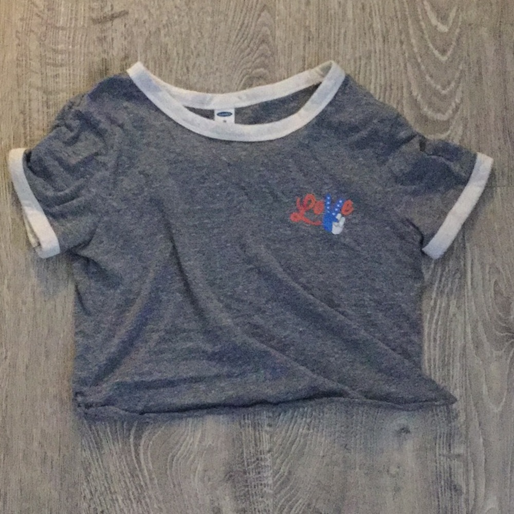 Grey red and blue peace old navy crop top